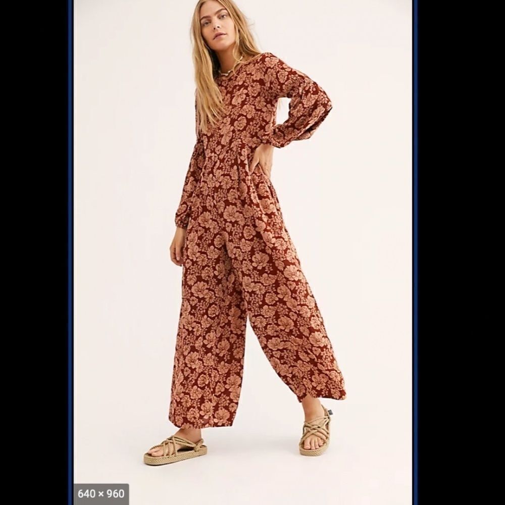 Free People X Saint Helena Xanthe Smock Jumpsuit Sz XS New Floral